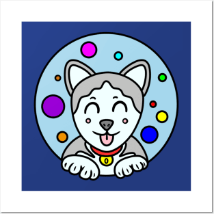 Cartoon Siberian Husky Posters and Art